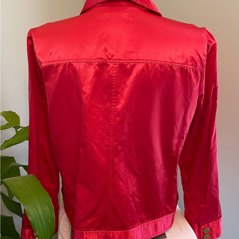 Chico’s sporty satin red long sleeve jacket size 3 - Picture 5 of 16